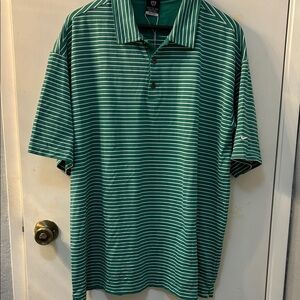 NWT GOLF Green Striped Men's Dri-Fit UV Polo Shirt, Sz 2XL